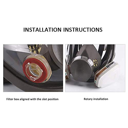 MZBZYU Full Face Head Ventilative Biochemical Respirator Gas Mask (Respirator Canister) Gas-Proof with 2 Filter Boxes and 2 Filter Cottons, Dedicated to Public Safety Protection