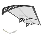 NEBAIKA Awning for Outside, 40x80 UV-Resistant Rain and Snow-Proof House Overhang Canopy, Polycarbonate Door Awnings Exterior for Outdoor Patio, Porch, Deck, Window