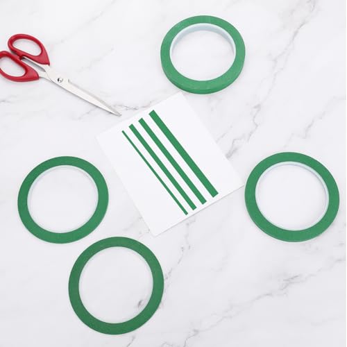 Image of CIATBYYJ 4 Rolls Pinstripe Tape, Green Automotive Masking Tape for Painting, High Adhesion Masking Tapes for DIY, Car, Paint, Art Creat (1 /16, 1 /8, 1 /4 and 1 /2 Inch Wide x 52 Yard Long)