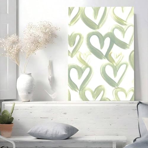 Toile murale abstraite verte rétro de 50 x 70 cm