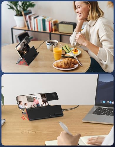 Image of 3 in 1 Wireless Charger Stand for Magsafe: 𝟮𝟬𝟮𝟰 𝗡𝗲𝘄 Charging Station for iPhone 15 /14 /13 /12 Series - Magnetic Phone Pad for Apple Watch Ultra 2 /Series 9 /8 /7 /6 /5 /4 /3 /2 /SE, AirPods Pro 3rd /2nd