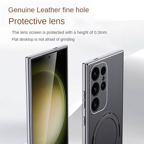 Coque Samsung S23 Ultra en cuir orange pour support vidéo mains libres - 7