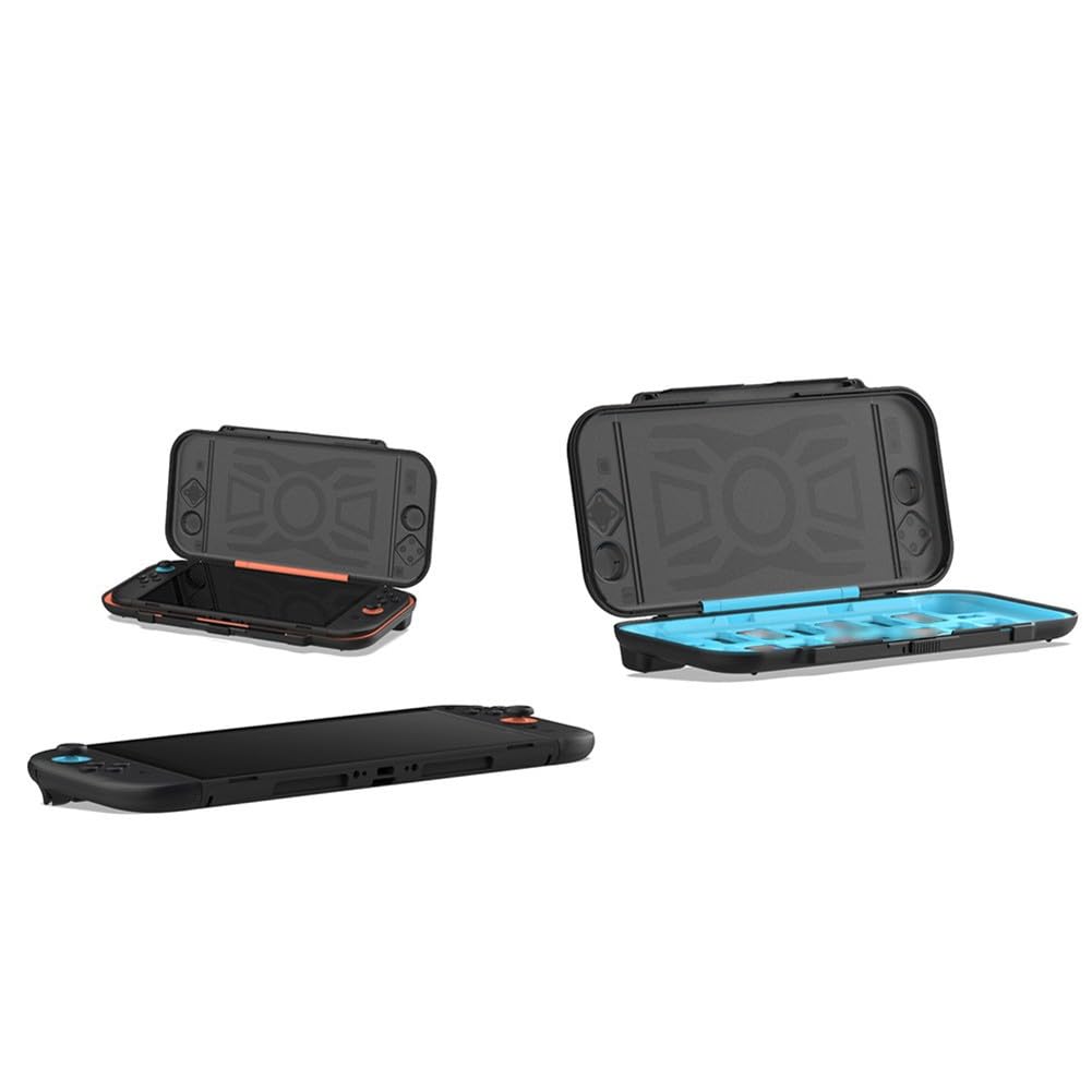 Custodia rigida per Nintendo Switch 2 con 14 cartucce di gioco, guscio protettivo in ABS, per design compatto e portatile, compatibile con giochi Nintendo Switch, nero e blu
