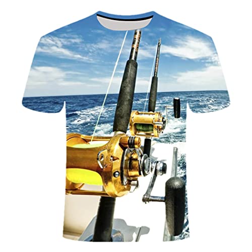 T-shirt de canne à pêche 3D le cadeau idéal avec imprimé poisson amusant