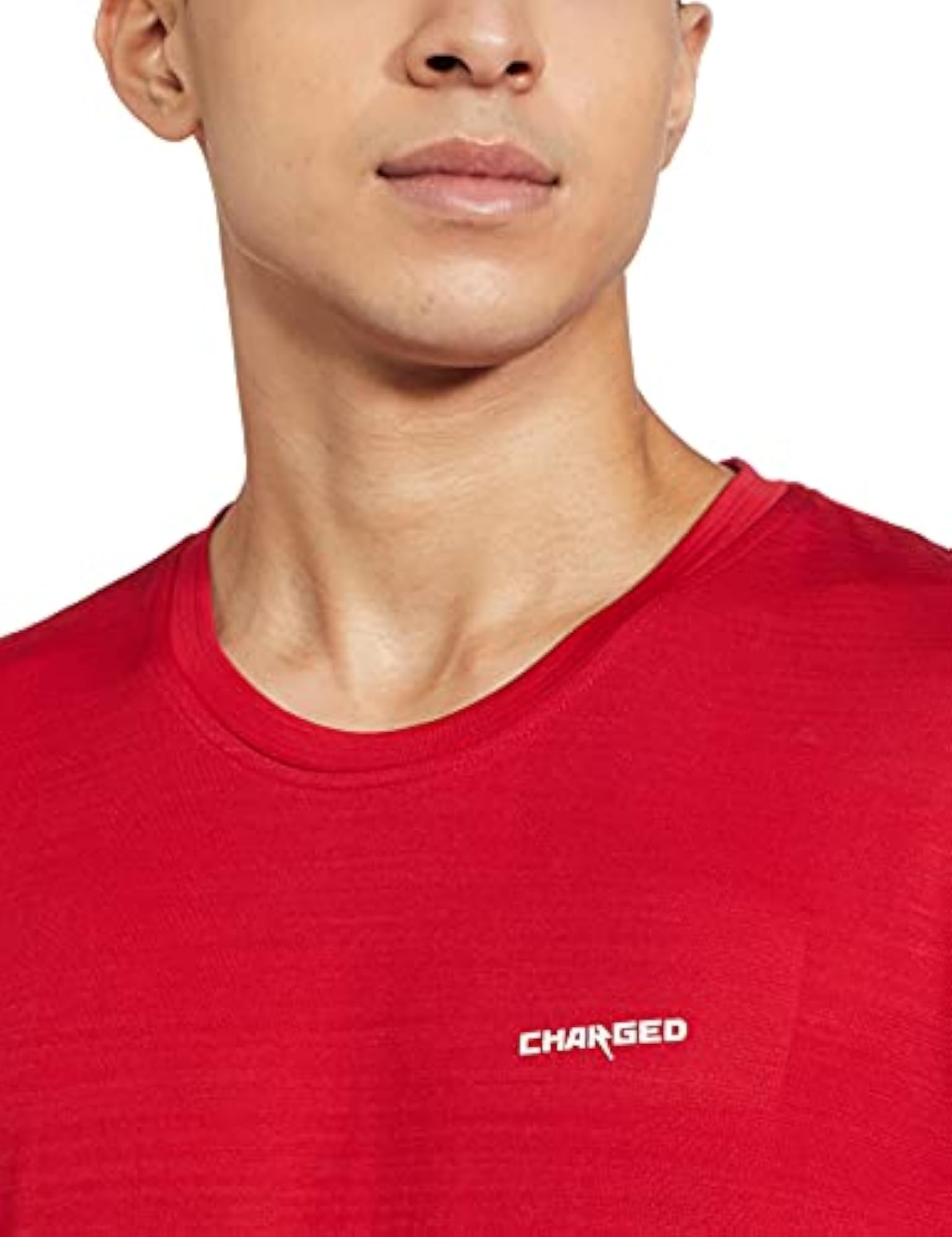 Chameleon Spandex Knit Round Neck Sports T-Shirt, Navy, Size Medium