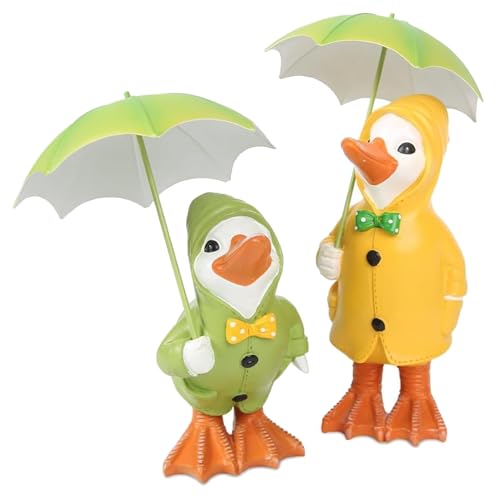 Statue de canard mignon lot de 2 figurines idée cadeau originale pour terrasse et bureau