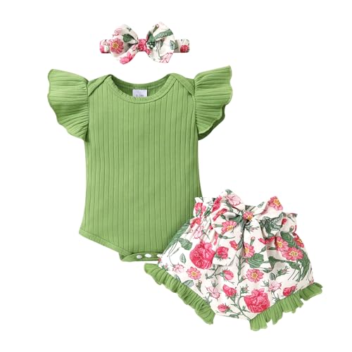 Tiny Cutey Newborn Infant Baby Girl Clothes Romper Floral Shorts Set Summer Outfits Baby Girls' Clothing