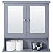 Yaheetech Armadietto da Bagno Mobile Pesile a Specchio Mobiletto Specchiera Sospeso Mobile da Parete con 2 Ante Salvaspazio Grigio 56 × 13 × 58 cm