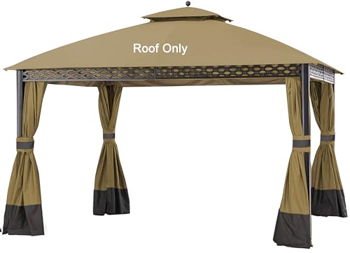 JANCANOPY Replacement Cover Compatible with SUNJOY Westbrook 10 x 12 Gazebo A101007903 Oakmont L-GZ1188PST-A Pinehurst L-GZ1188PST RONA Fairfield Gazebo L-GZ1139PST/A101001200 (Beige)