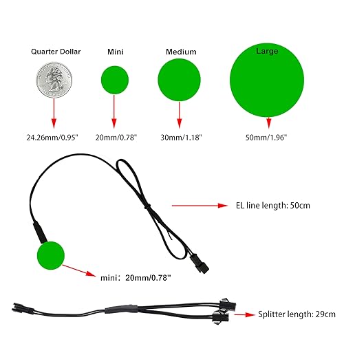 Ygmylandbb Electroluminescent Panels, EL Panels Light, Round Neon Eyes Decorative el Illumination Glowing Eyes - Image 2
