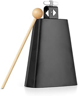 Vangoa 6 inch Metal Steel Cow Bell Noise Maker with Stick for Drumset Kit Percussion