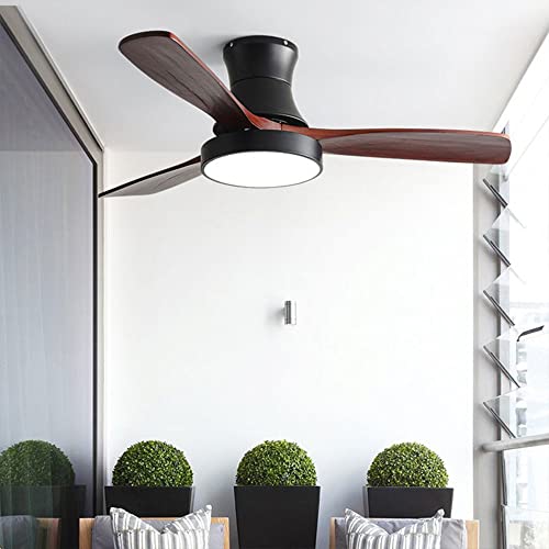 Ibalody Nordic Indoor Ceiling Fan Light 42In/52In Mute Fan Light 6 Gear Wind Speed Ceiling Fan With 60W Led Light 35W Fan Motor With 3 Big Fan Blades For Dining Room Living Room Kitchen Island #TOP2