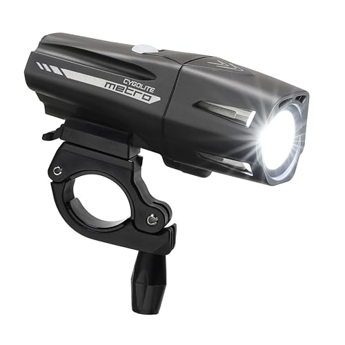 Cygolite Metro Pro – 1,100 Lumen Bike Light – 9 Night & Day Modes – Compact & Durable – IP67 Waterproof – Secured Hard Mount – USB Rechargeable Headlight – For Road, Mountain, Commuter Bicycles, Black