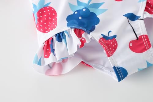 Image of AMIYAN Toddler Girls One-Piece Swimwear Short Sleeve Ruffle Swimsuit Zipper Rash Guard Bathing Suit for Little Girls 1-5Y