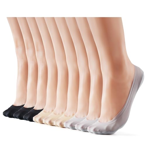 Image of No Show Socks Women Nylon Low Non-Slip Thin Liner Socks for Flats | Breathable material, Invisible hidden in high heels, Double anti-slip grip, Snug fit for ballet shoes casual