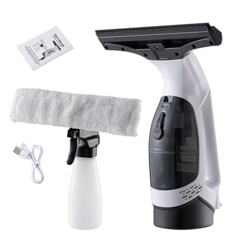 Window Vacuum Squeegee, Rechargeable Handheld Cordless with Spray/Wipe/Suck up Water, 2KPa Powerful for Mirror Glass Windshield