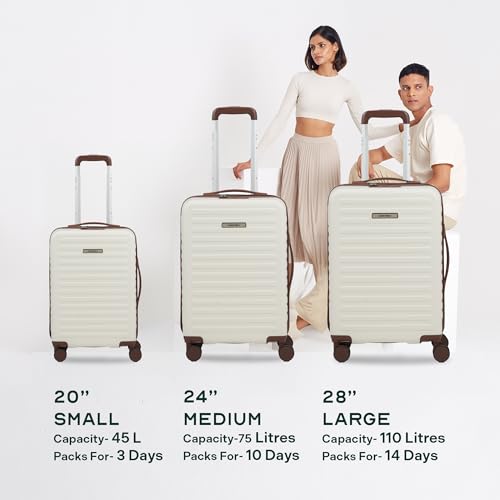 Image of Assembly Stark 24 Inch Check-in Medium Trolley Bag Hard Shell Polycarbonate Suitcase with TSA Lock 8 Spinner Wheels Moon White
