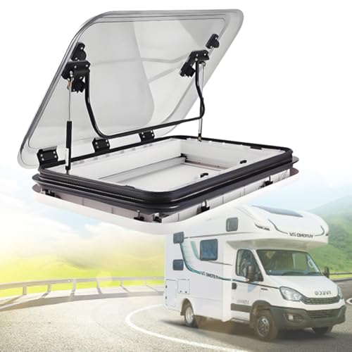 LFfwynog Finestra da Tetto e lucernario per Camper in Lega di Alluminio con Luce LED e Design Push-out, Adatta a tetti di Camper con Spessore da 25 a 60 mm 70 * 50