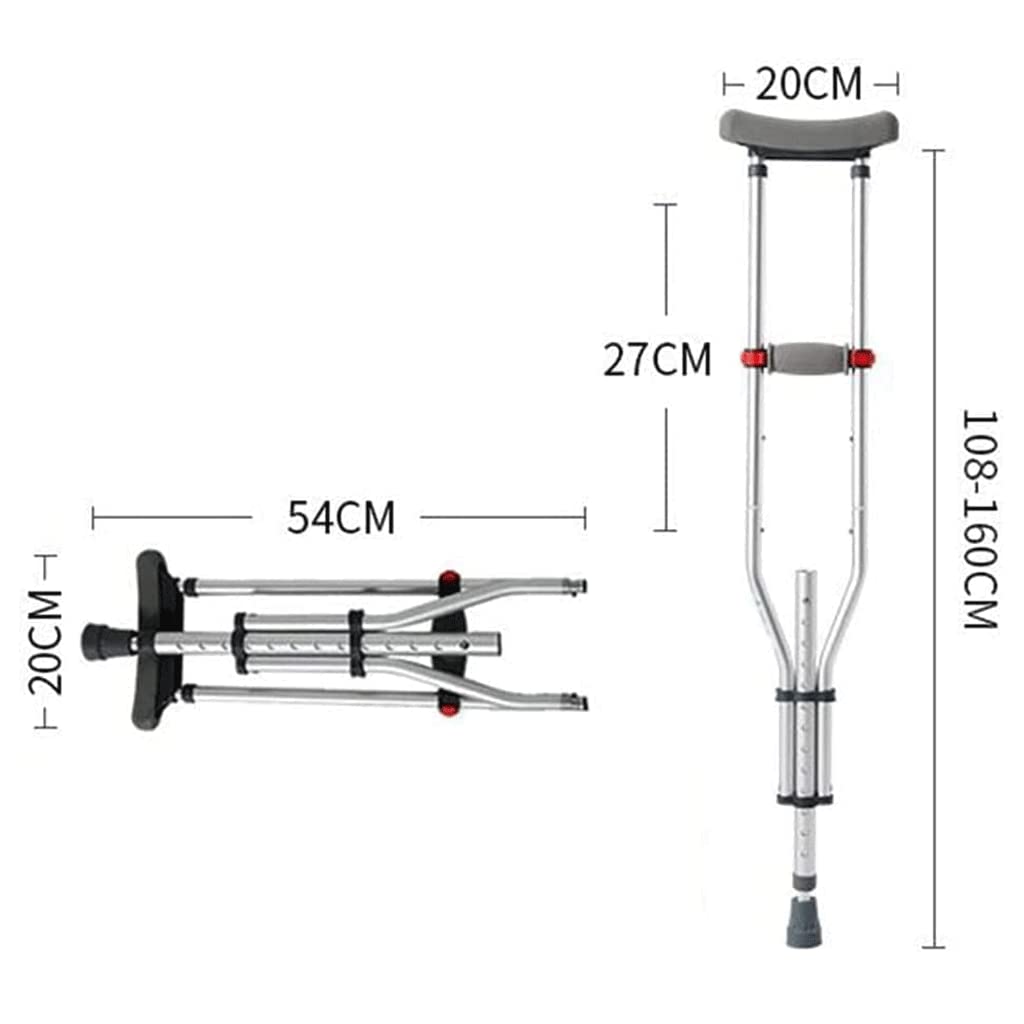 LIOONS Muletas para antebrazo, muletas Plegables de Aluminio para Axilas, Altura Ajustable, Bastones para Caminar de 43 a 63 Pulgadas para Caminar, rehabilitación