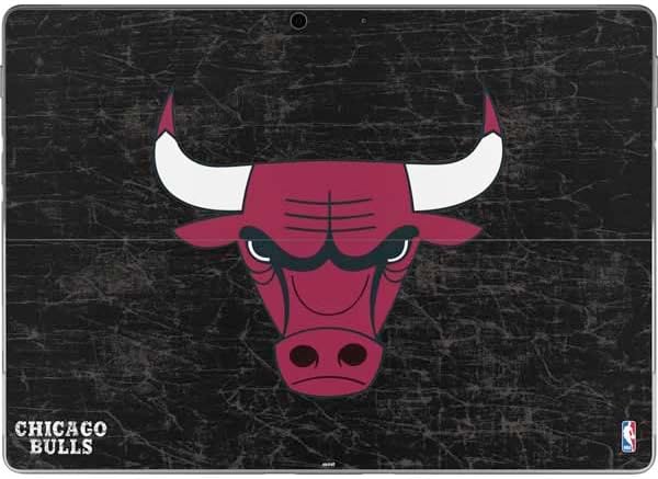 Skinit Decal Tablet Skin Compatible with Surface Pro 9 - Officially Licensed NBA Chicago Bulls Black Distressed Design