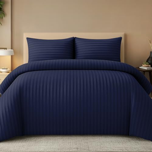 Pamposh Juego de ropa de cama de 260 x 220 cm, 3 piezas, microfibra, 1 funda nórdica de 260 x 220 cm y 2 fundas de almohada de 50 x 80 cm, suave, transpirable, no necesita planchado, con cremallera