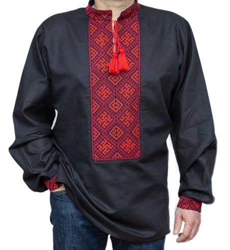 EASTER GIFT SET 2 VYSHYVANKA Men's Ukrainian Embroidered LINEN shirt wedding Handmade 2XL