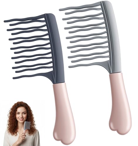 Pack de 2 peines para cabello rizado con mango ergonómico miniatura 1