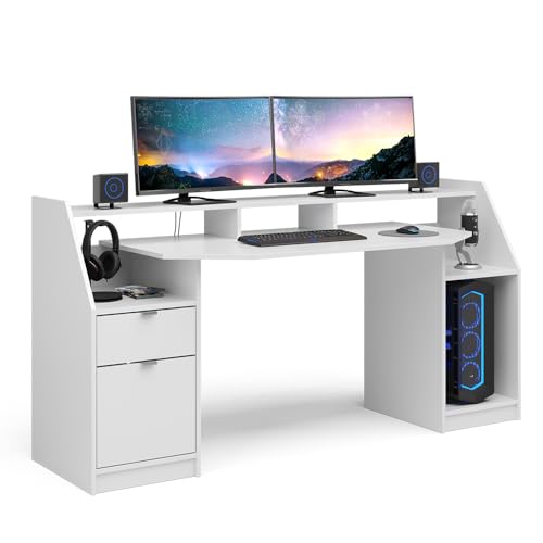 Vicco Computertisch Joel, Computertisch, Weiß, 180 x 66 cm