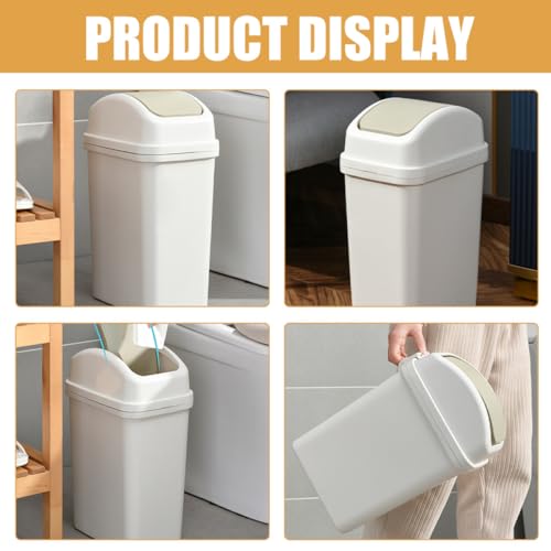 Caneca de basura pequeña con tapa basculante 6L gris miniatura 4