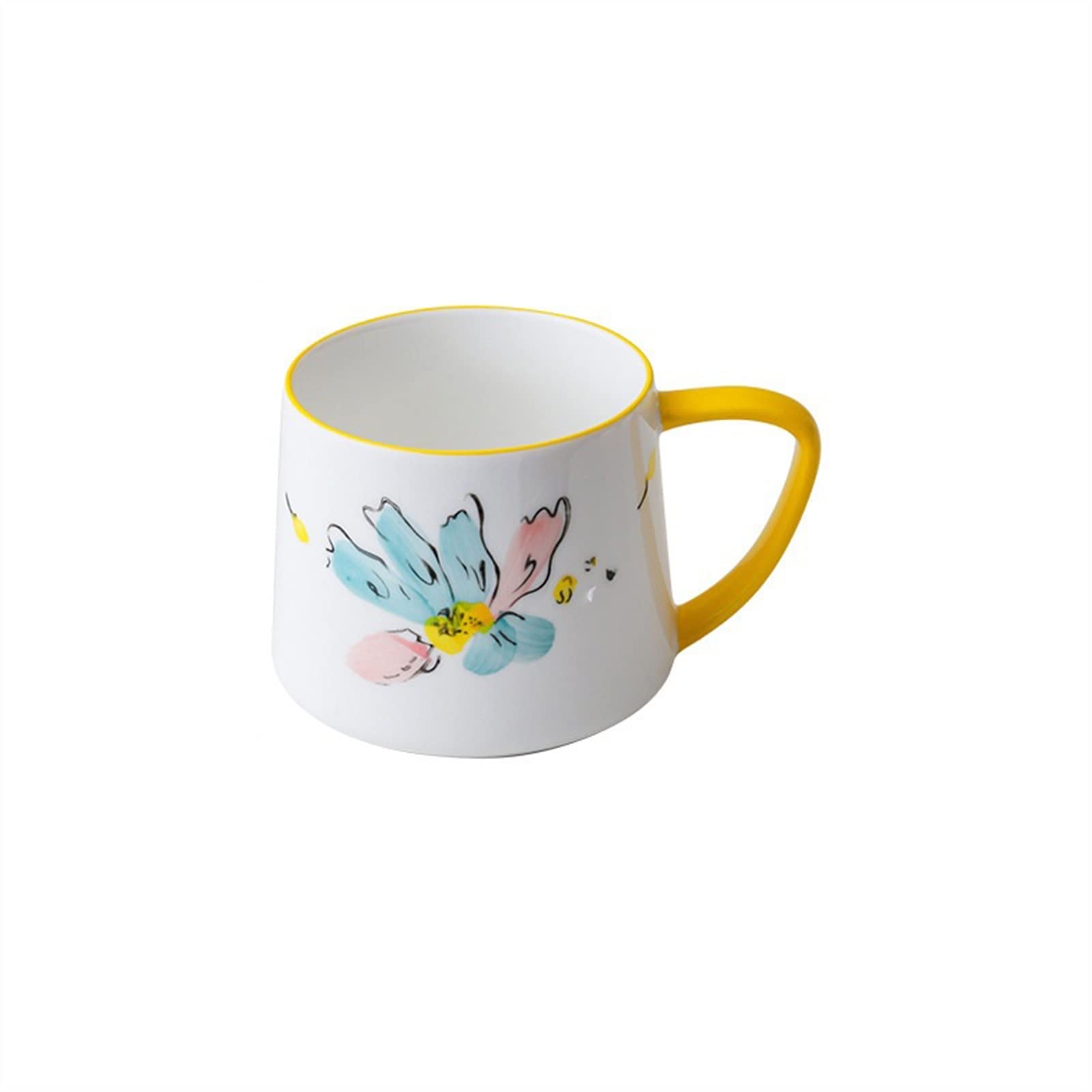 Taza Linda taza de desayuno de cerámica pintada a mano 320ml Flores de dibujos animados Modelo Mildeo Avena Taza de café Copos de cerámica for el regalo de la casa Taza de Café ( Size : 10oz , Color :