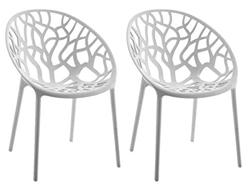 CLP Gartenstuhl 2er Set, stapelbar und wetterfest, modern mit Nicht verstellbaren Armlehnen, Gestell Kunststoff, Hope, Farbe:hellgrau