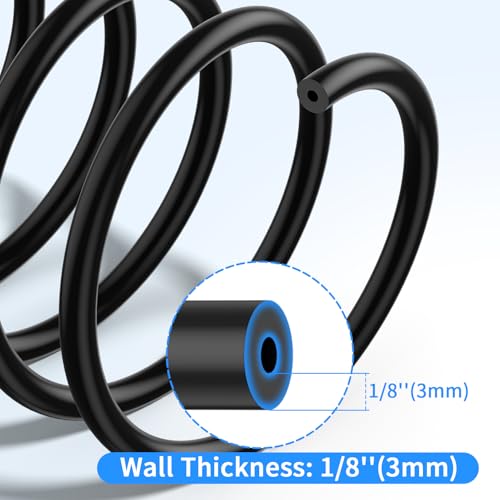 Image of Silicone Vacuum Hose Kit - 6PCS 5FT Vacuum Line (1 /8 inch 5 /32 inch 3 /16 inch 1 /4 inch 5 /16 inch 3 /8 inch) with 113 Nylon Connectors for Automotive Replacement Accessories, Automotive Tubing hose hvac (black)