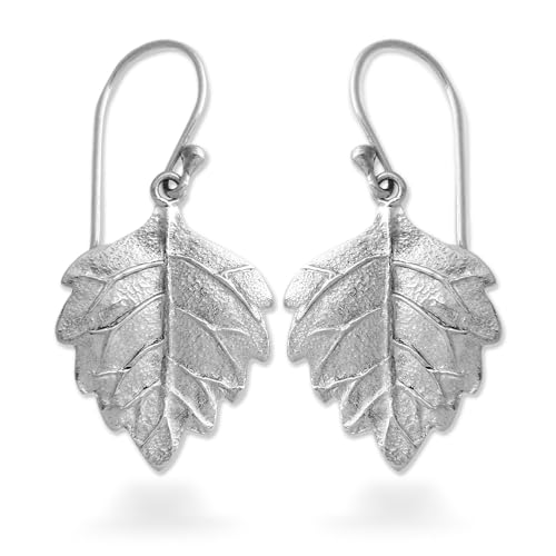 NOVICA Artisan Handmade Sterling Silver Dangle Earrings Fair Trade Leaf Indonesia Tree [1.6 in L x 0.7 in W] ' Glistening Leaves'