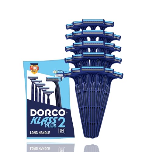 Image of Dorco TG710 Disposable Shaving Razors with Dispenser for Men | Twin blade technology | Razor with Long Handle with Lubrastrip | Easy to carry | Smmoth Shave | Pack of 24