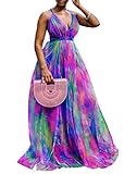 Womens Bohemian Wedding Dress for Guest Women Boho Tunic Maxi Pastel Dress for Women Tulle Rainbow Dress Rose M
