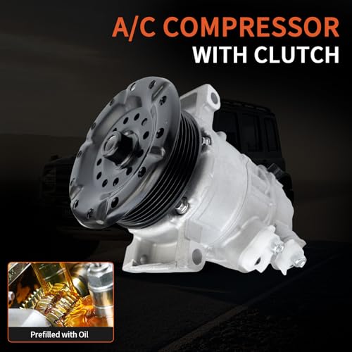 Image of AC Compressor With Clutch for Jeep Compass,Patriot 2.0L,2,4L 2007-2008 | Automotive Air Conditioning Replacement Part Fit for Dodge Caliber 1.8L,2.0L,2.4L 2007-2008,Replaces 5058228AE, 5058228AF