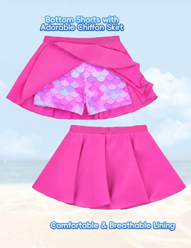 Image of Snowheart Girls Rash Guard Swimsuit Set Long Sleeve Bathing Suit Two Piece 3-12 Years