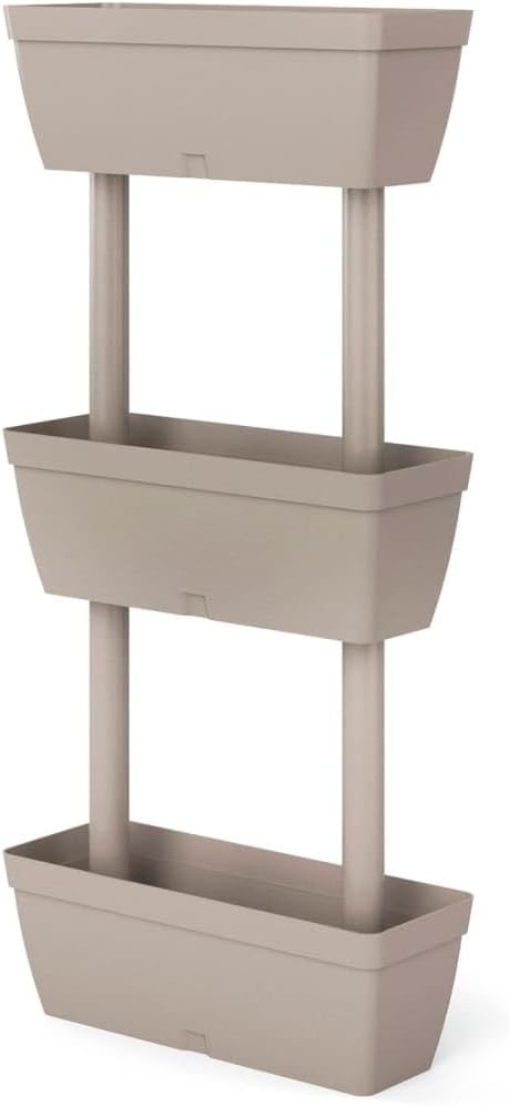 vidaXL Stackable Planter Set of 6, Weatherproof and UV-, DIY Assembly, Versatile for Balconies, Terraces, Outdoor Use, with Water Reservoir, Anthracite Color, Thermoplastic Rubber Material