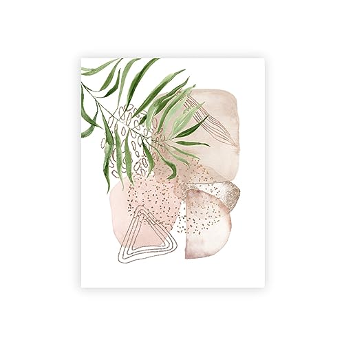 Pintura en lienzo de hojas abstractas modernas y póster nórdico para salón PC8356