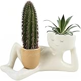 YRBVOZ Lazy Little Character Flowerpot Succulent Planters Lying Down Resin Ornaments Home Decoration for Family and Friends Gift