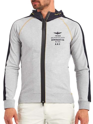 Sweat à capuche gris Aeronautica Militare Fe1570 avec finitions haut de gamme