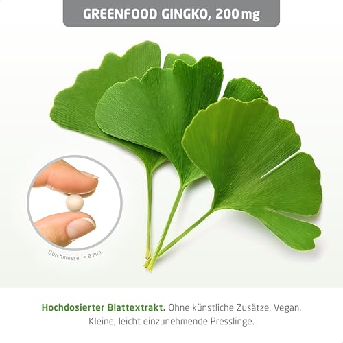 Ginkgo biloba, hochdosiert, 200mg - 180 Tabletten, vegan. Presslinge mit reinem Blatt-Extrakt – mind 24% Flavone. OHNE künstliche Zusätze - laborgeprüft. Von Greenfood. – Bild 4
