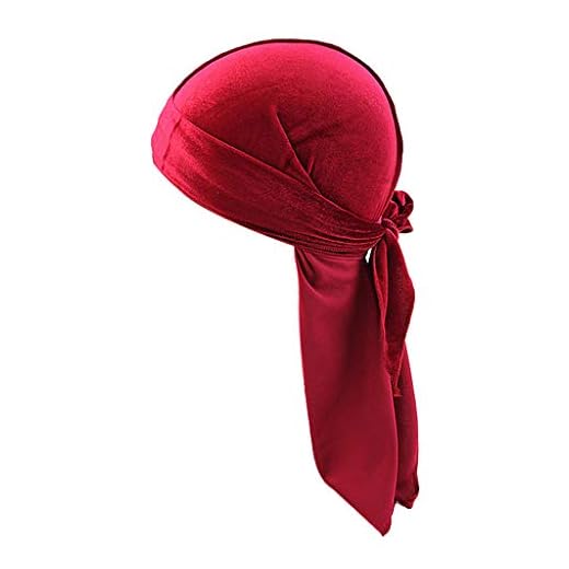 oshhni Elegante chapéu bandana de veludo Durag muçulmano chapéu quimioterapia para perda de cabelo, Vinho tinto, as described