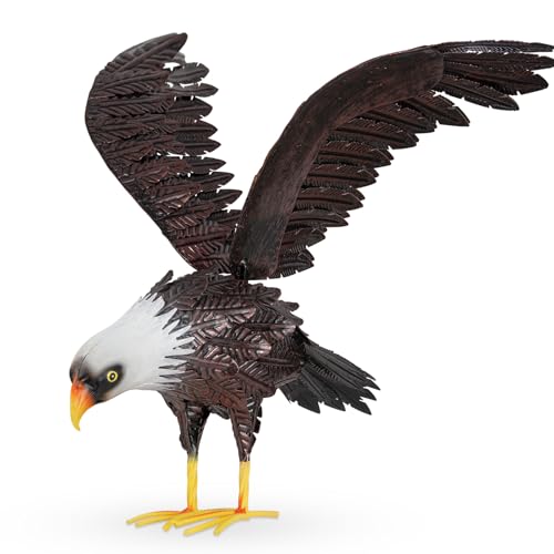 Velibobo Weißkopfseeadler Statue de jardin, en métal, sculpture artistique d'aigle cour, grandes statues d'aigle pour l'extérieur, la cour, la pelouse