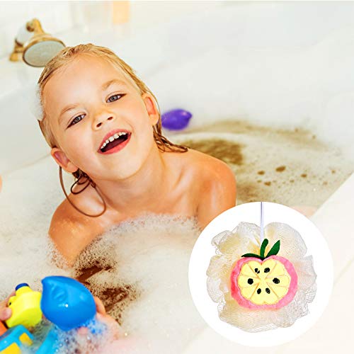 6 Pieces Cute Fruit Bath Shower Sponge Loofahs Mesh Pouf Shower Ball Colorful Cartoon Body Scrubber Balls Shower Mesh For Kids Adults #TOP6