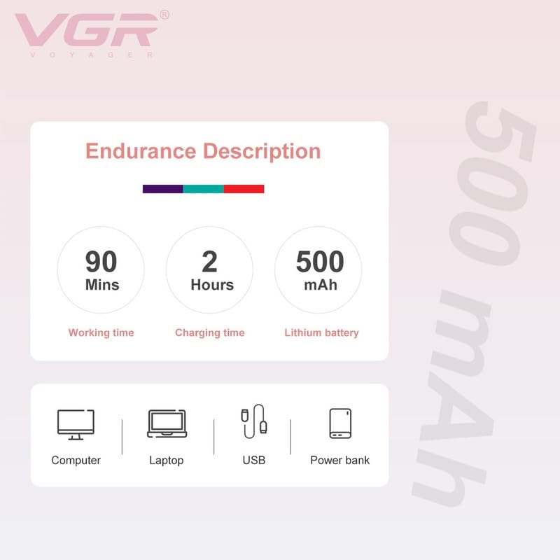 VGR V-737 Compact Mini eyebrow trimmer for women, epilator for women, facial hair remover for women,Face, Lips, Nose Hair Removal Electric Trimmer IPX5 Waterproof Led Indicator 90 min Runtime, Green 5