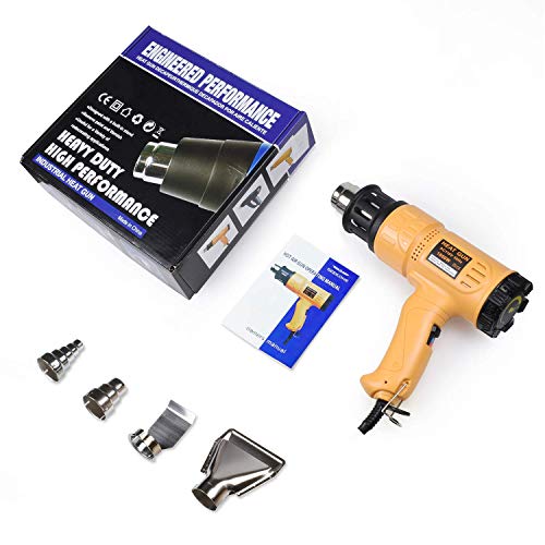 SEEKONE Heat Gun 1800W Heavy Duty Hot Air Gun Kit Variable Temperature Control with 2-Temp Settings 4 Nozzles 122℉~1202℉（50℃- 650℃）with Overload Protection for Crafts, Shrinking PVC, Stripping Paint