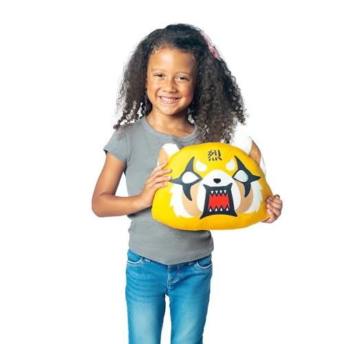 Image of Northwest Aggretsuko Rage Face Cloud Pillow 12 inch - Plush Cartoon Stuffed Toy for Kids & Adults, Cute Character Throw Pillow
