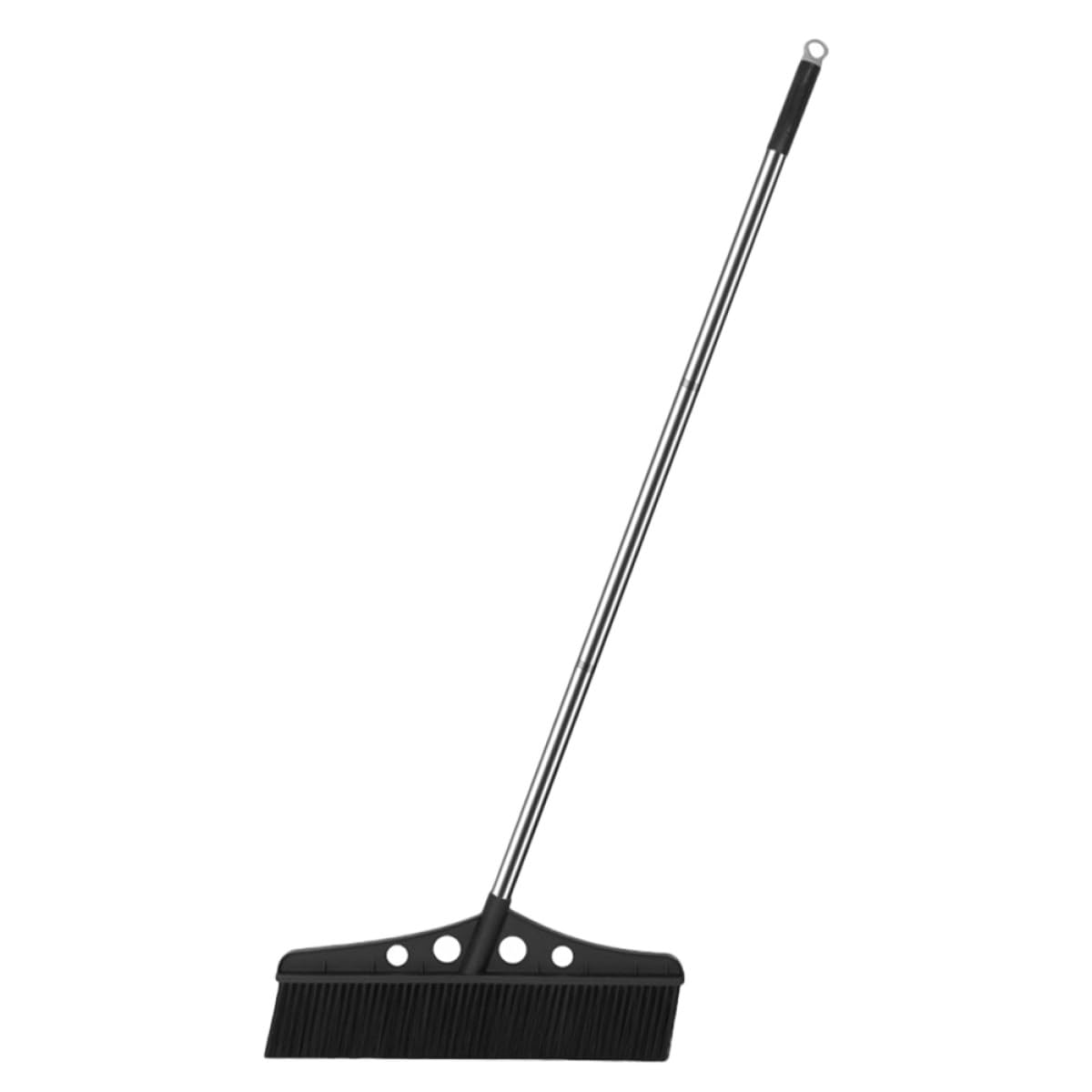 Scopa da Giardino Spazzola Staccabile con Impugnatura Confortevole Nera in Acciaio Inossidabile e Nylon per Garage e Terrazze, Multiuso per Esterni