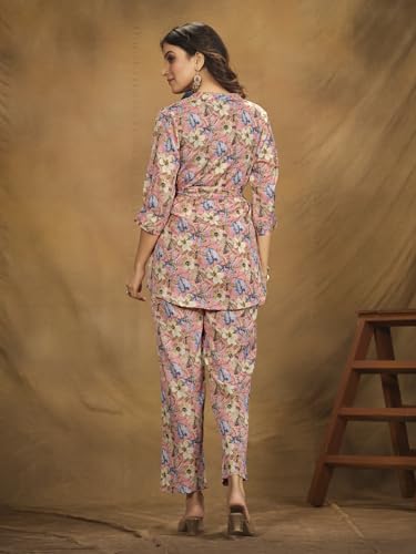 Image of NAINVISH Polyester Cord Set | Ethnic Co Ord Set | Casual Wear Pant Top Set | Fancy Co-Ord Set | Full Pair Set | Women Kurta Sets Kurtis | Women Kurta Pant Set | Coord Sets for Women